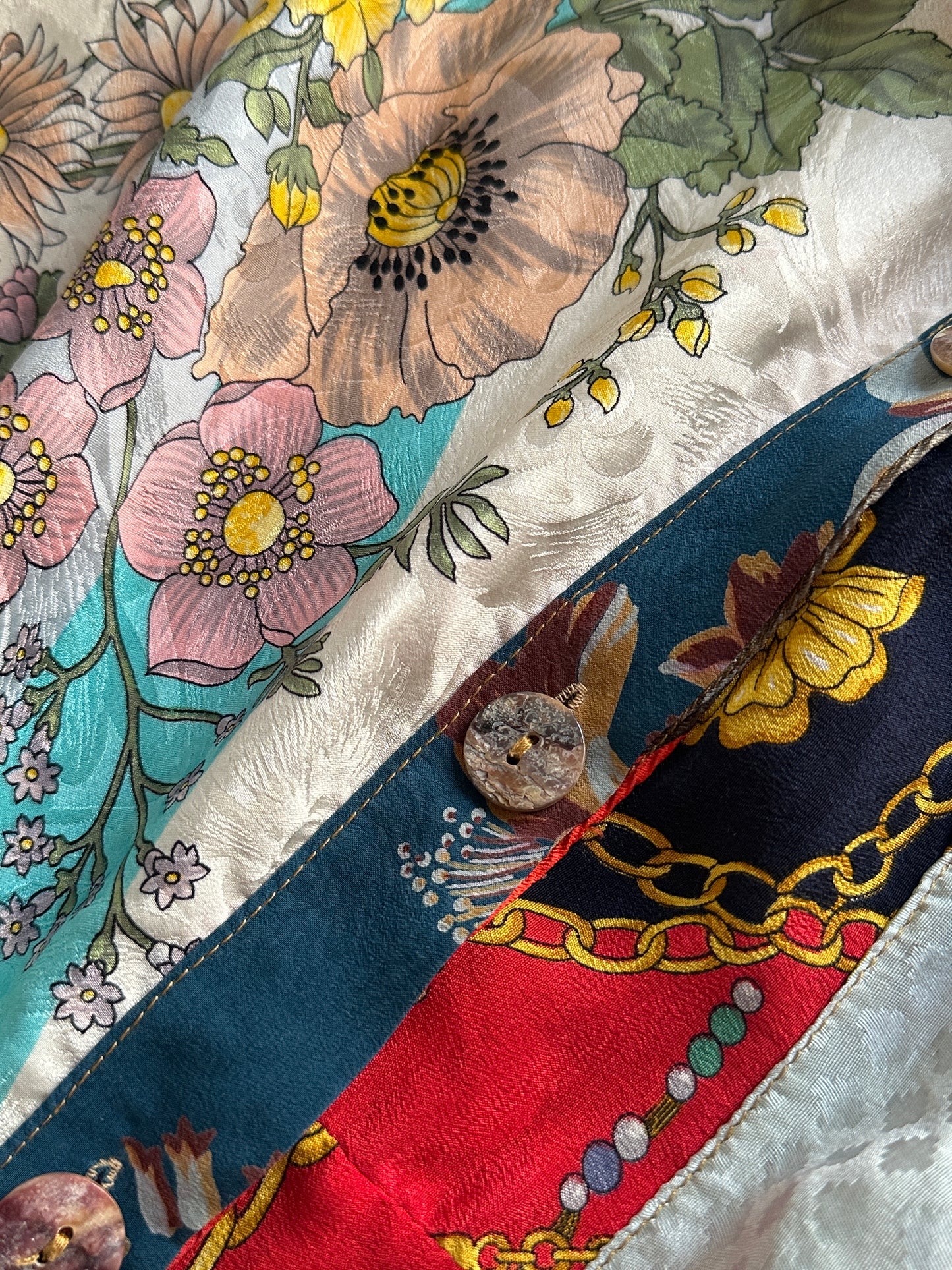 Silk Patchwork Shirt Dress