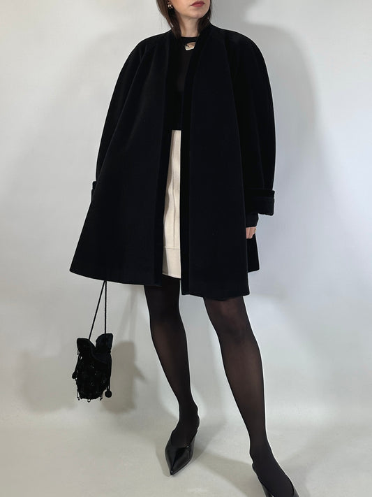 Vintage Ferré Wrap-Style Black Coat