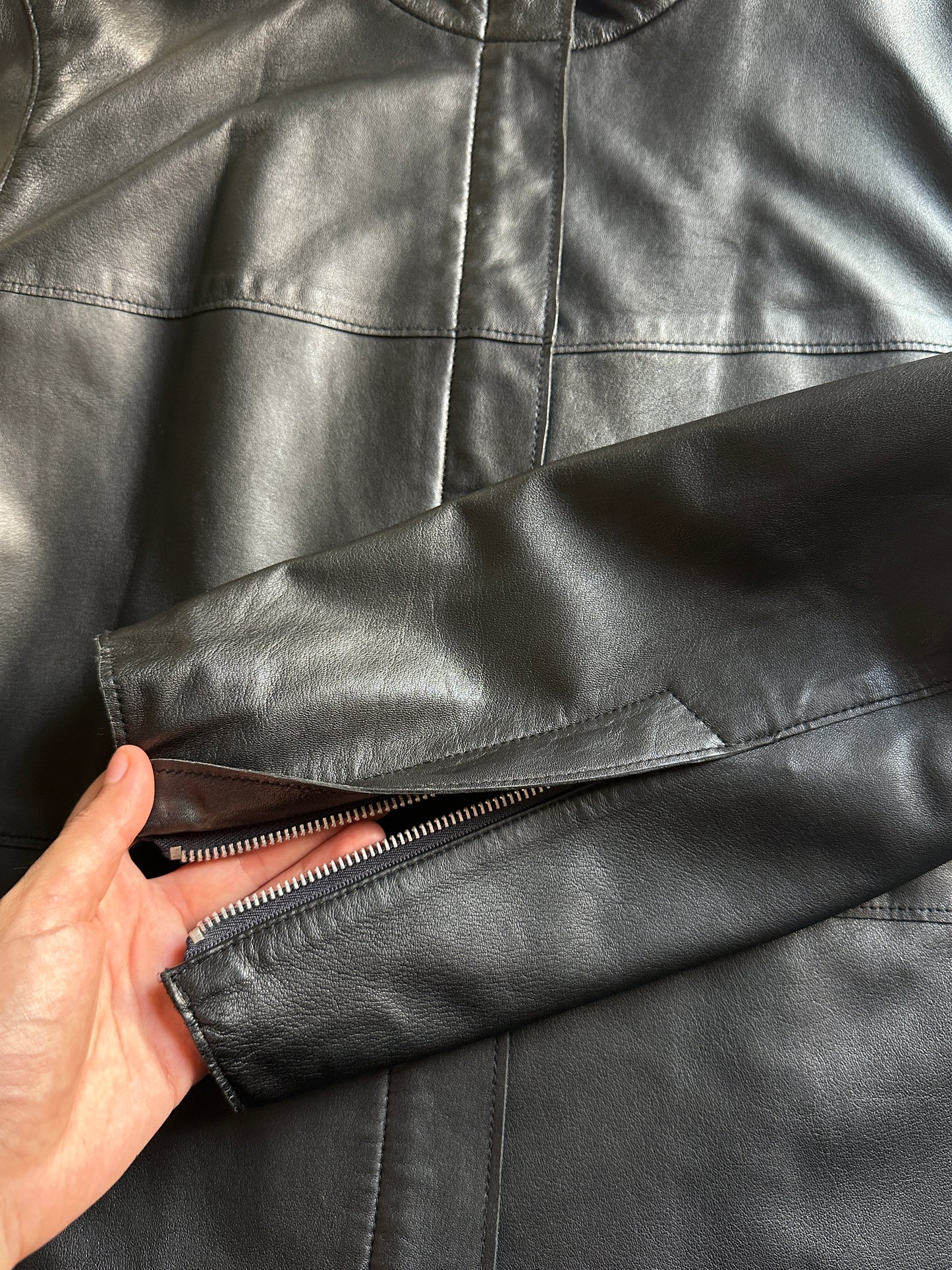 Black Nappa Leather Boxy Jacket