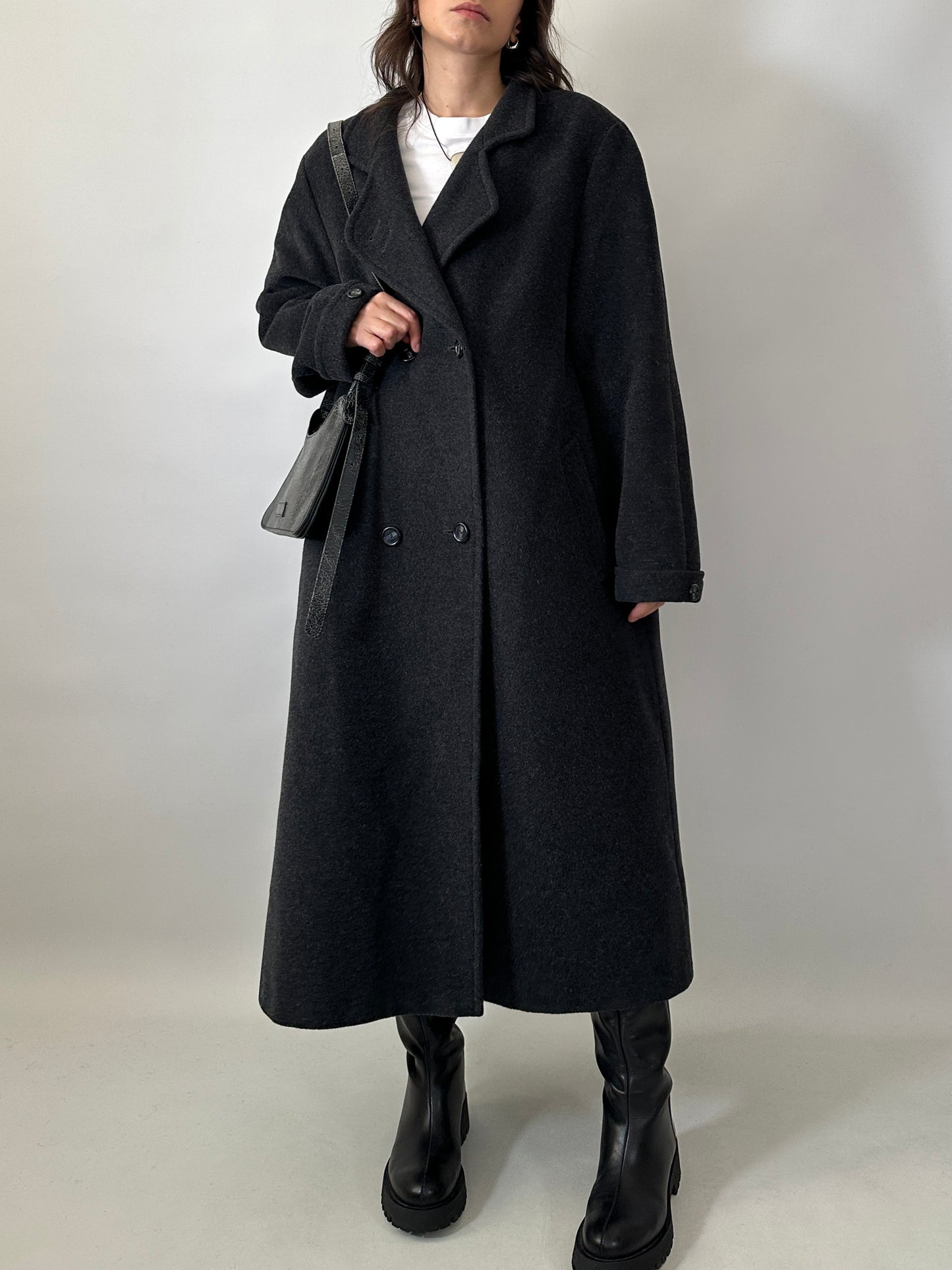 Vintage wool and kid mohair long coat - oversized fit