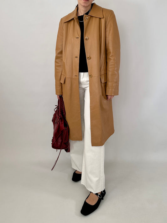 Vintage soft leather car coat