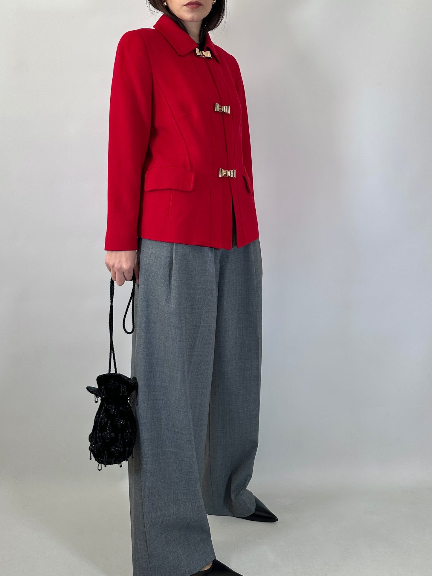 Vintage Luisa Spagnoli Red Jacket with Bow Buttons