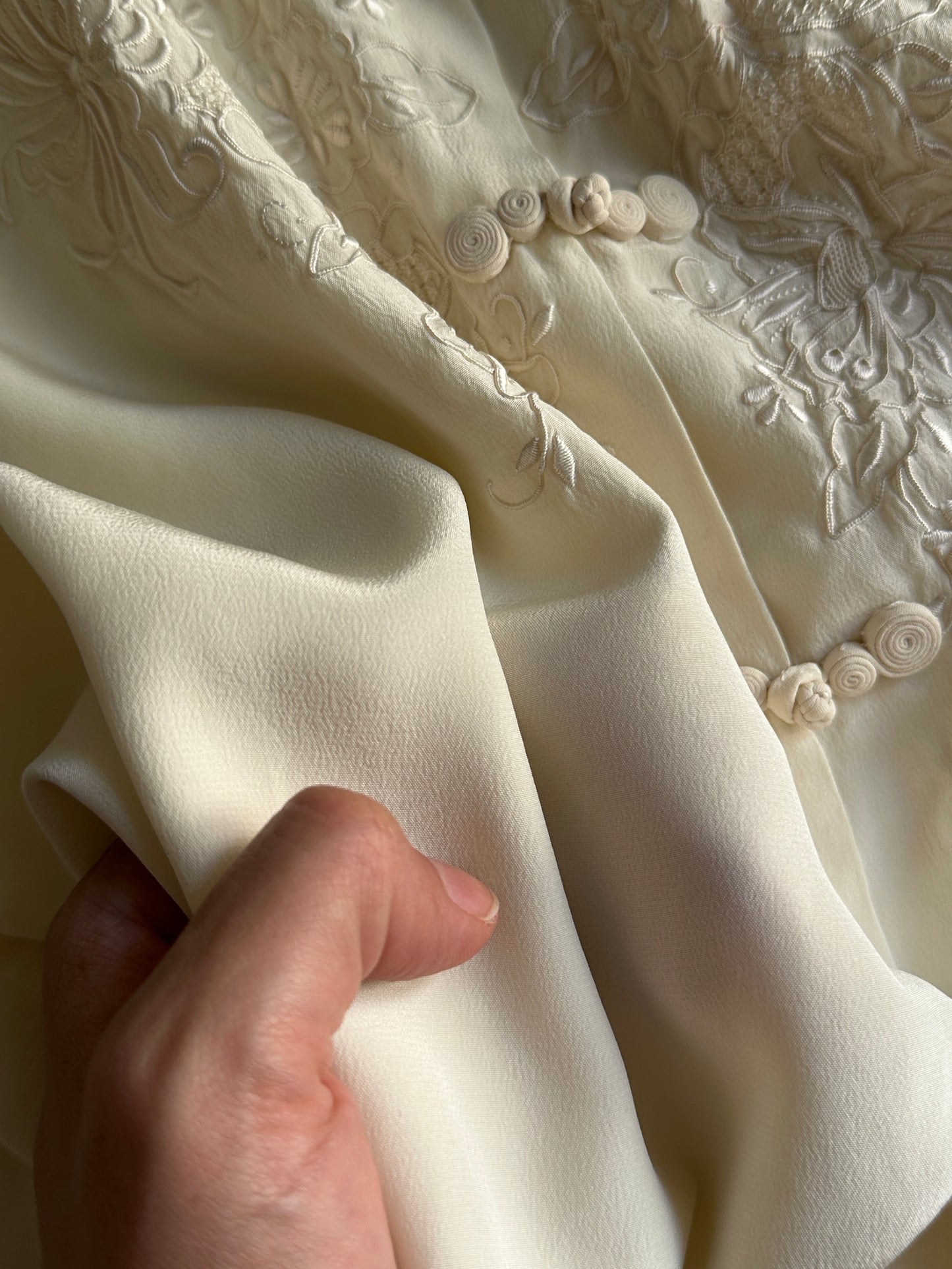 Hand-Embroidered Vintage Chinese Silk Blouse