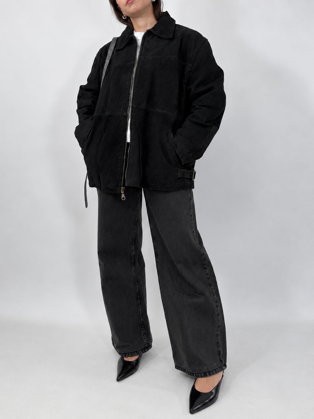 Black Suede Zip-up Jacket