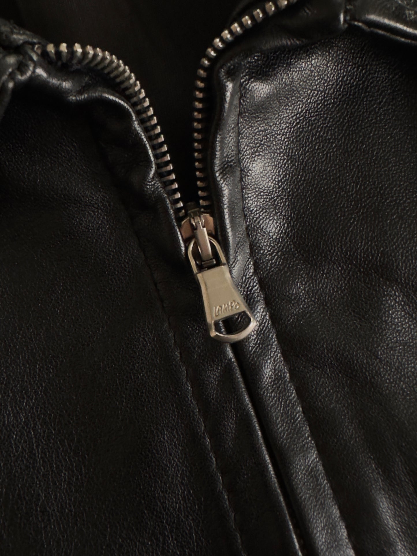 Minimal Black Leather Zip-Up Jacket