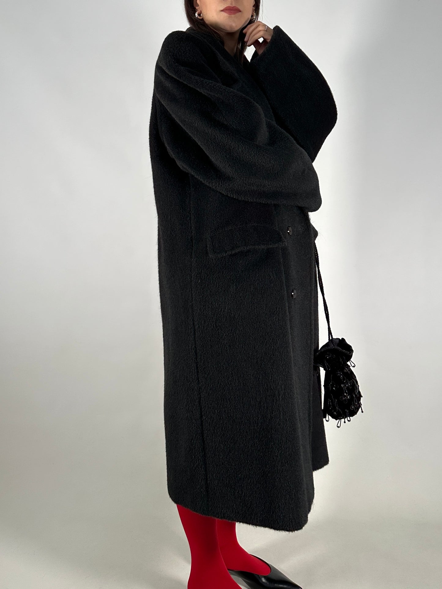 Vintage Black Alpaca Coat