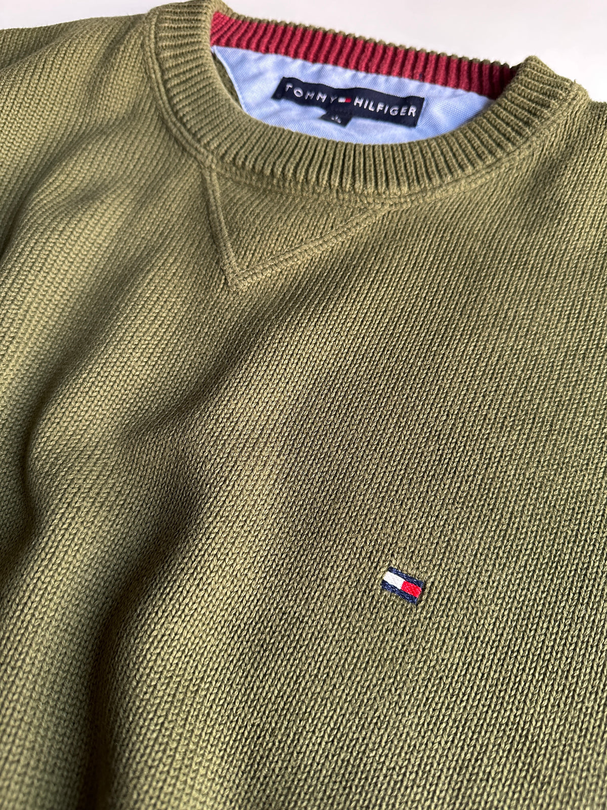 Tommy Hilfiger Olive Green 100% Cotton Sweater