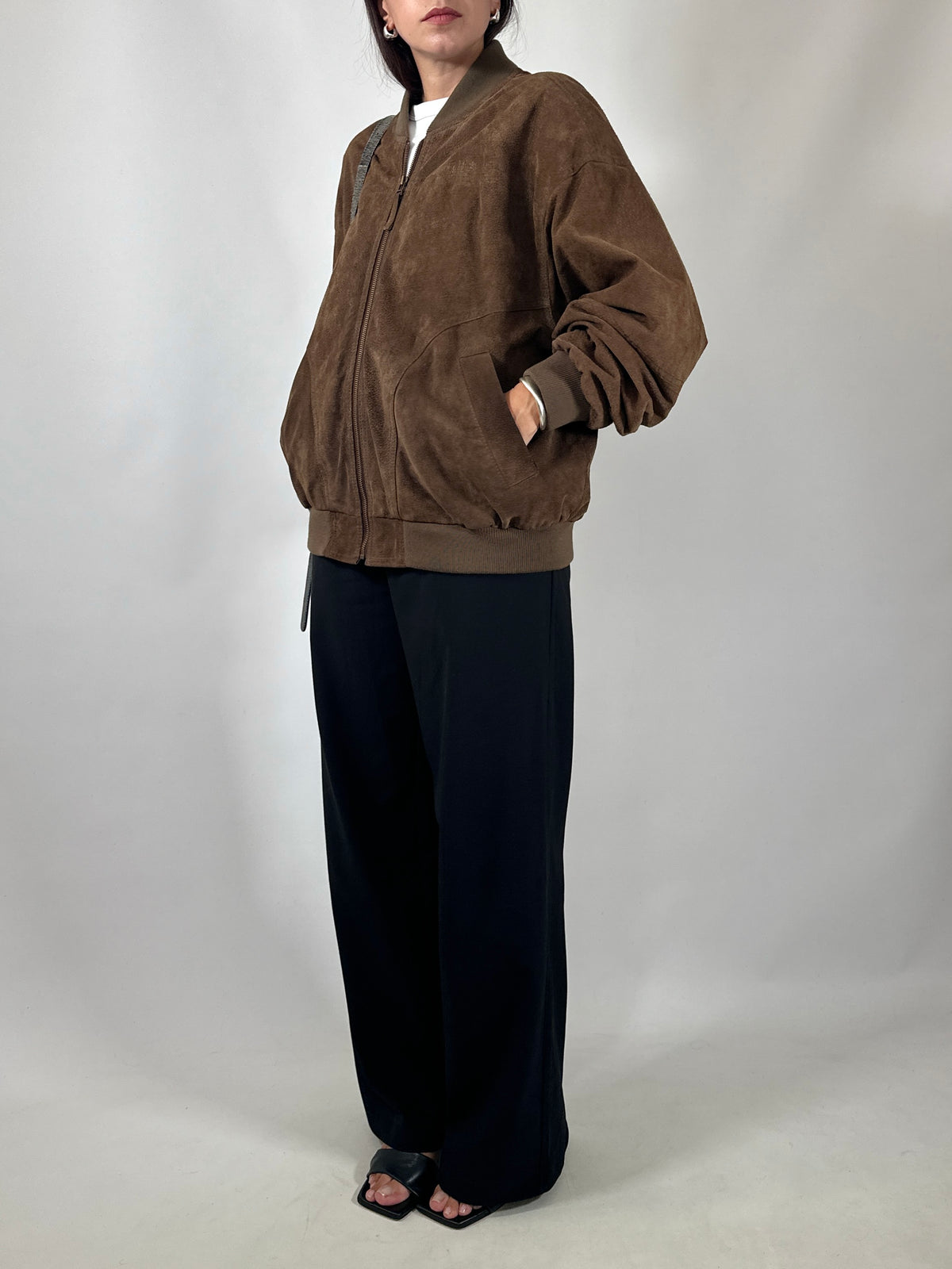 Vintage Suede Bomber Jacket