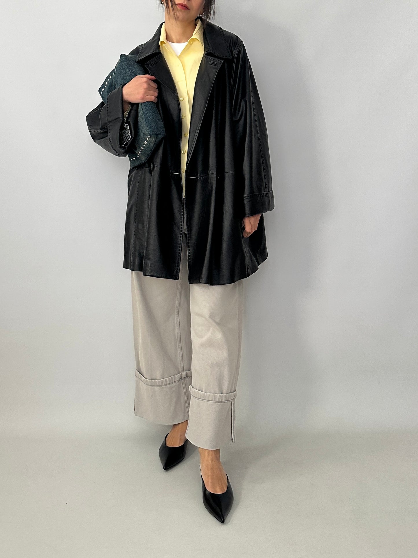 Caban in soft genuine leather