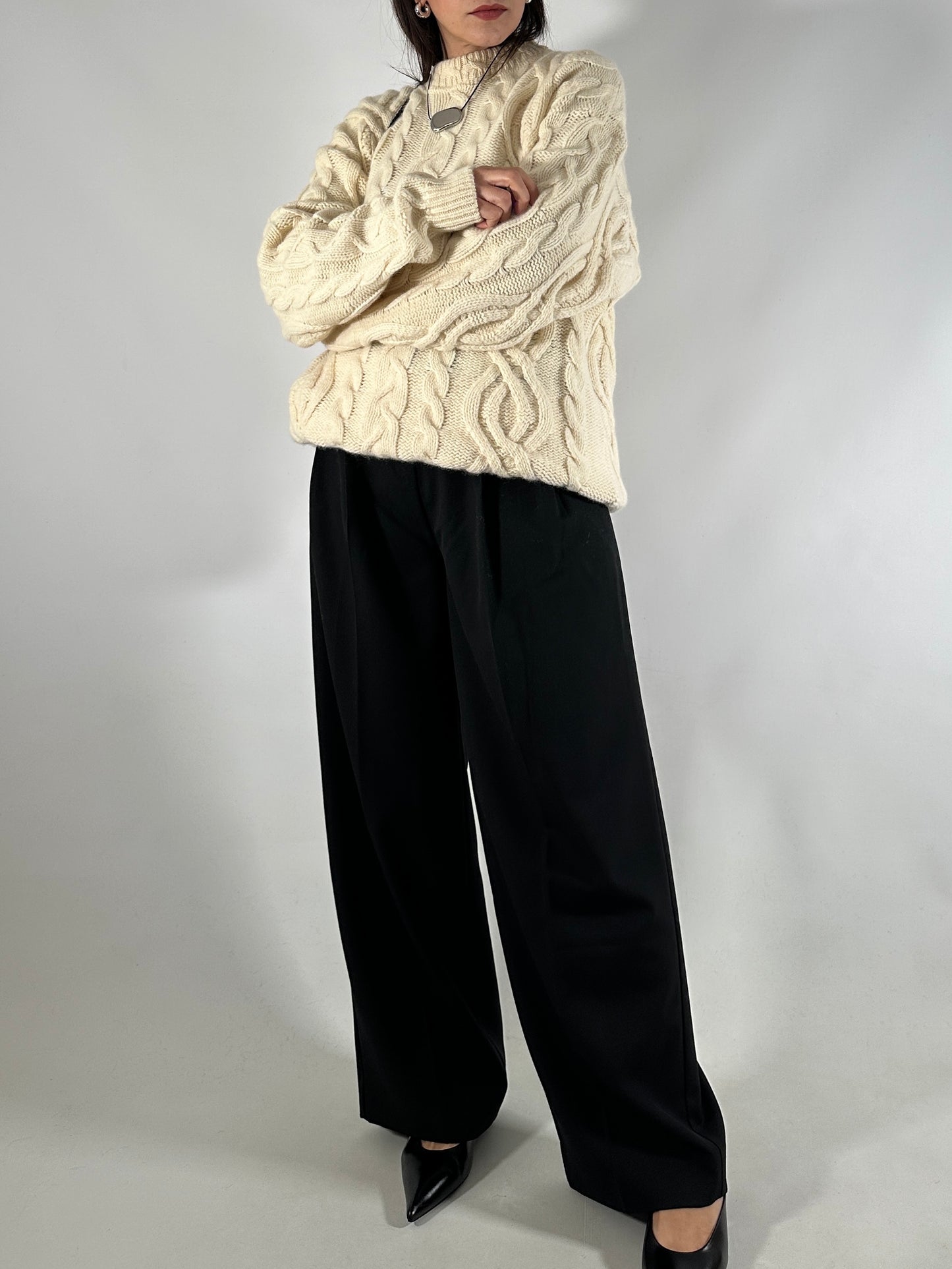 Vintage Cable Knit Wool Sweater