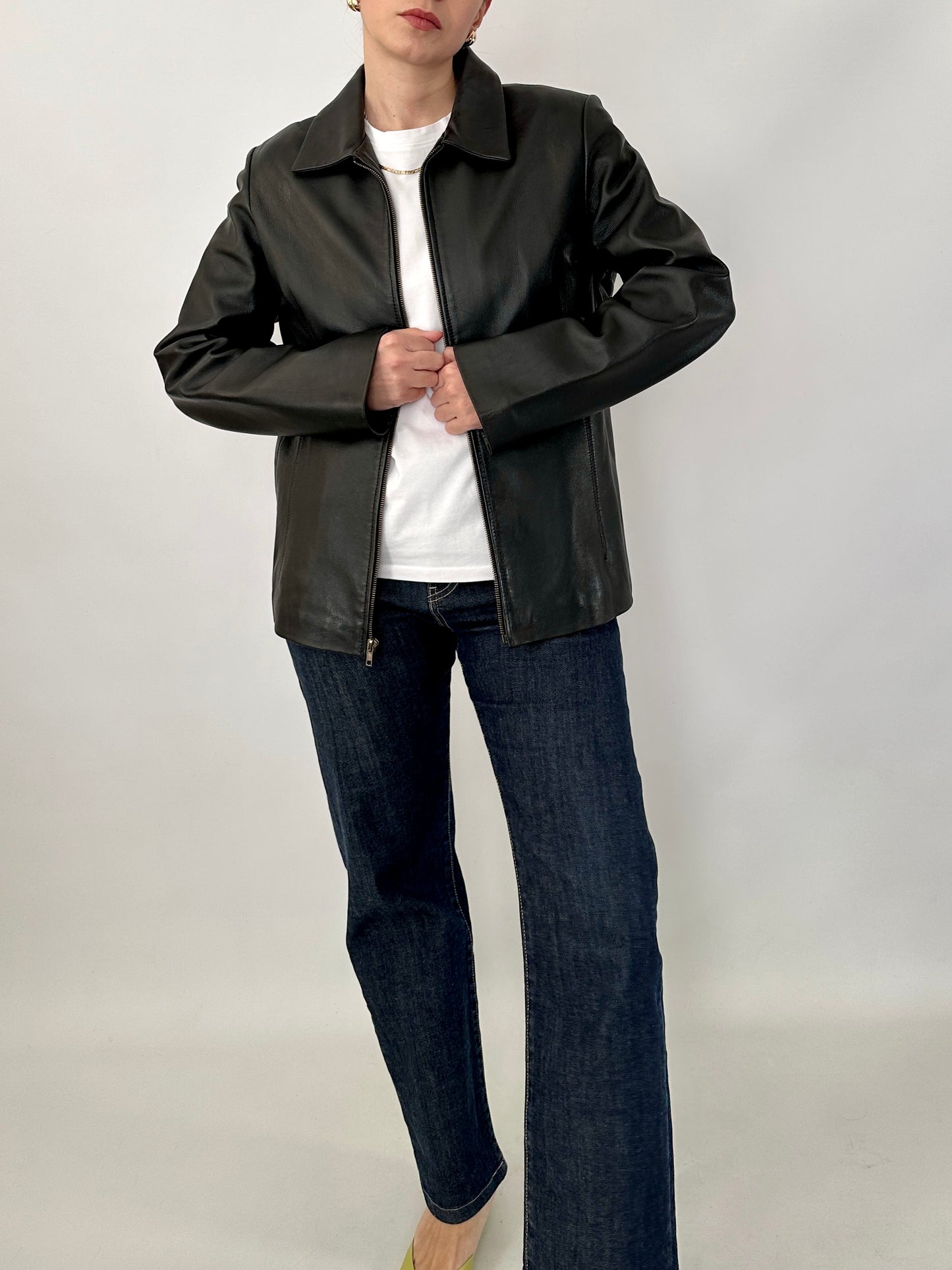 Vintage zipped leather jacket