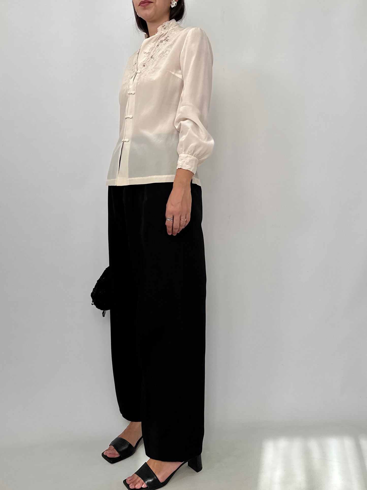 Hand-Embroidered Vintage Silk Blouse