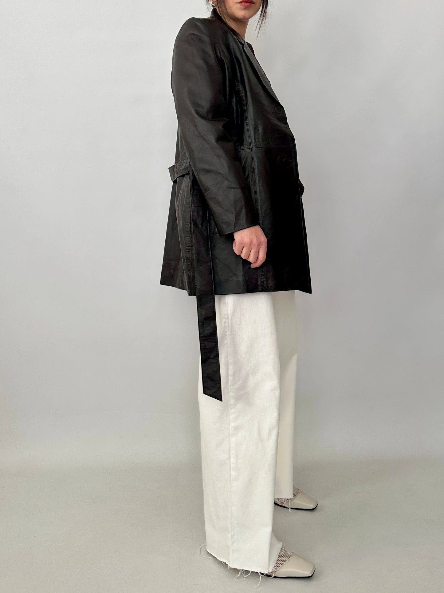 Chocolate real leather jacket