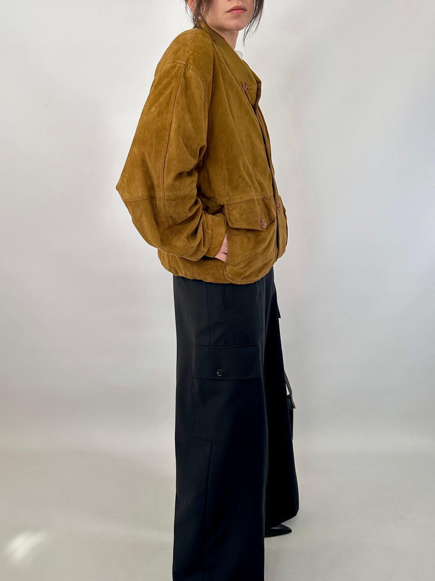 Vintage bomber in real suede