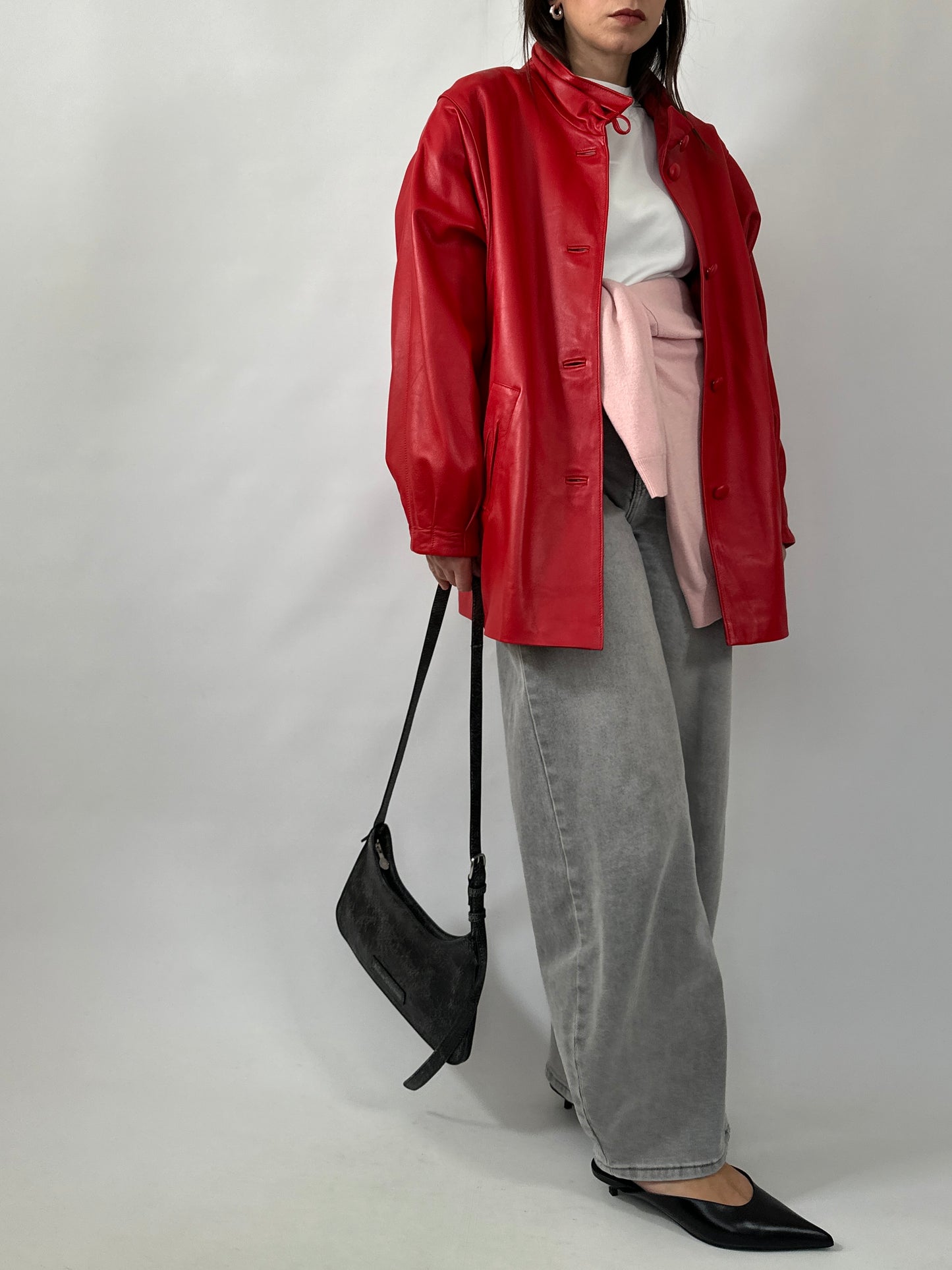 Vintage Red Leather Statement Jacket