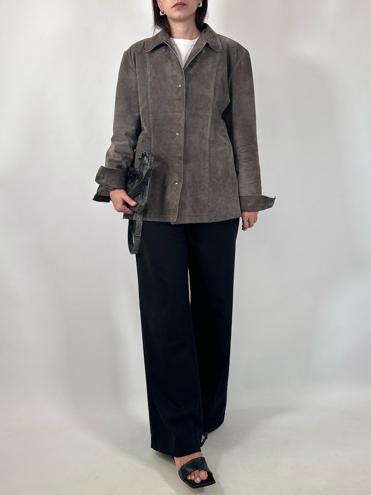 Vintage Grey Suede Leather Jacket
