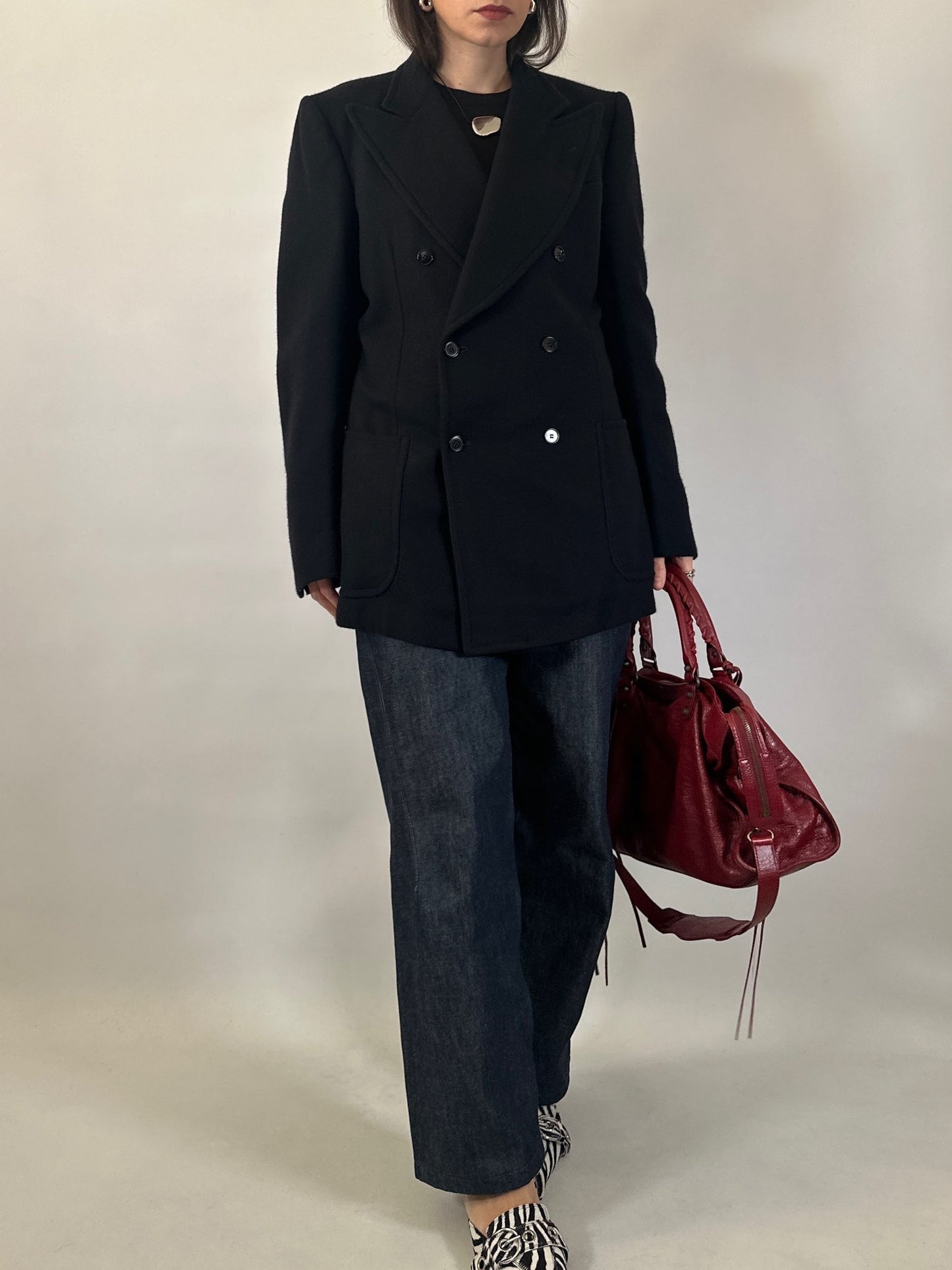 Vintage Black Structured Wool Blazer