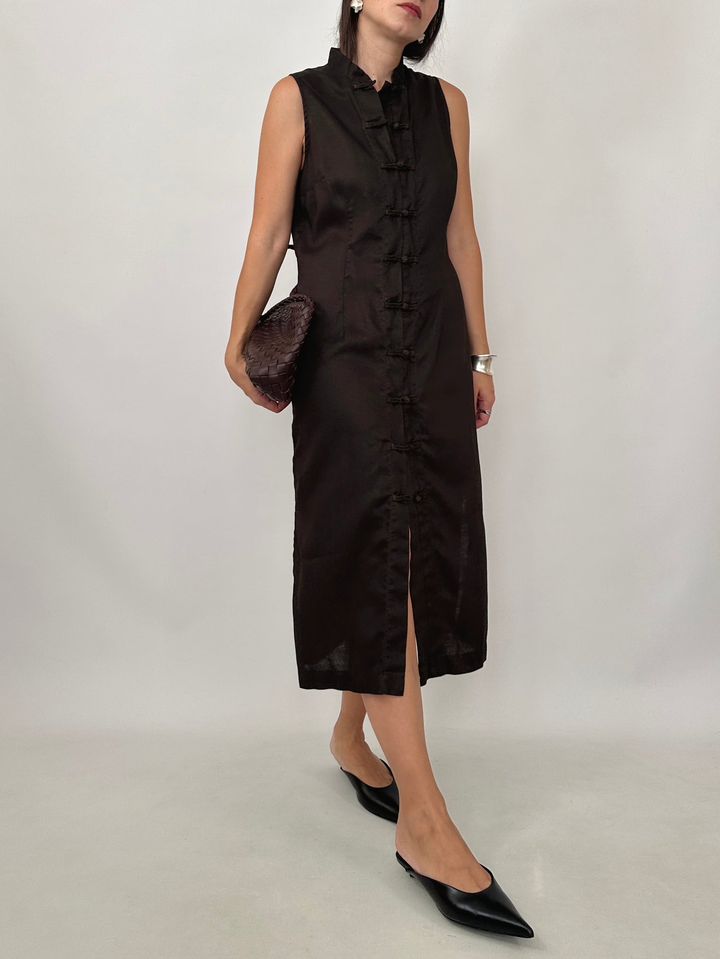 Chocolate Midi Mandarin Dress