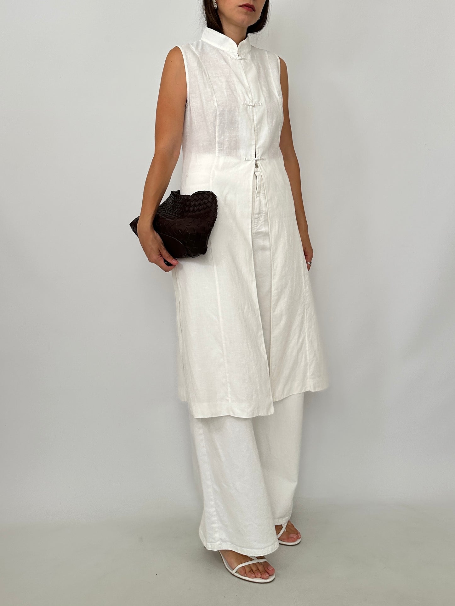 Linen Mandarin Long Vest