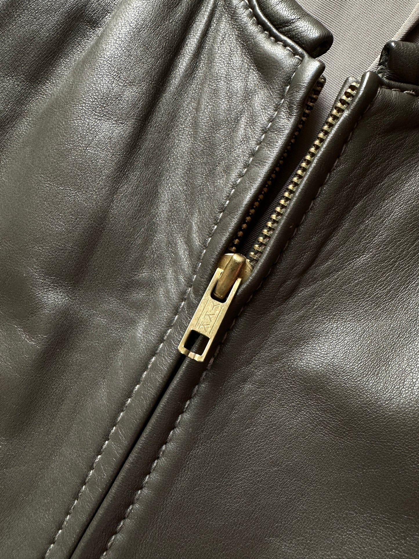 Grey genuine leather vintage vest