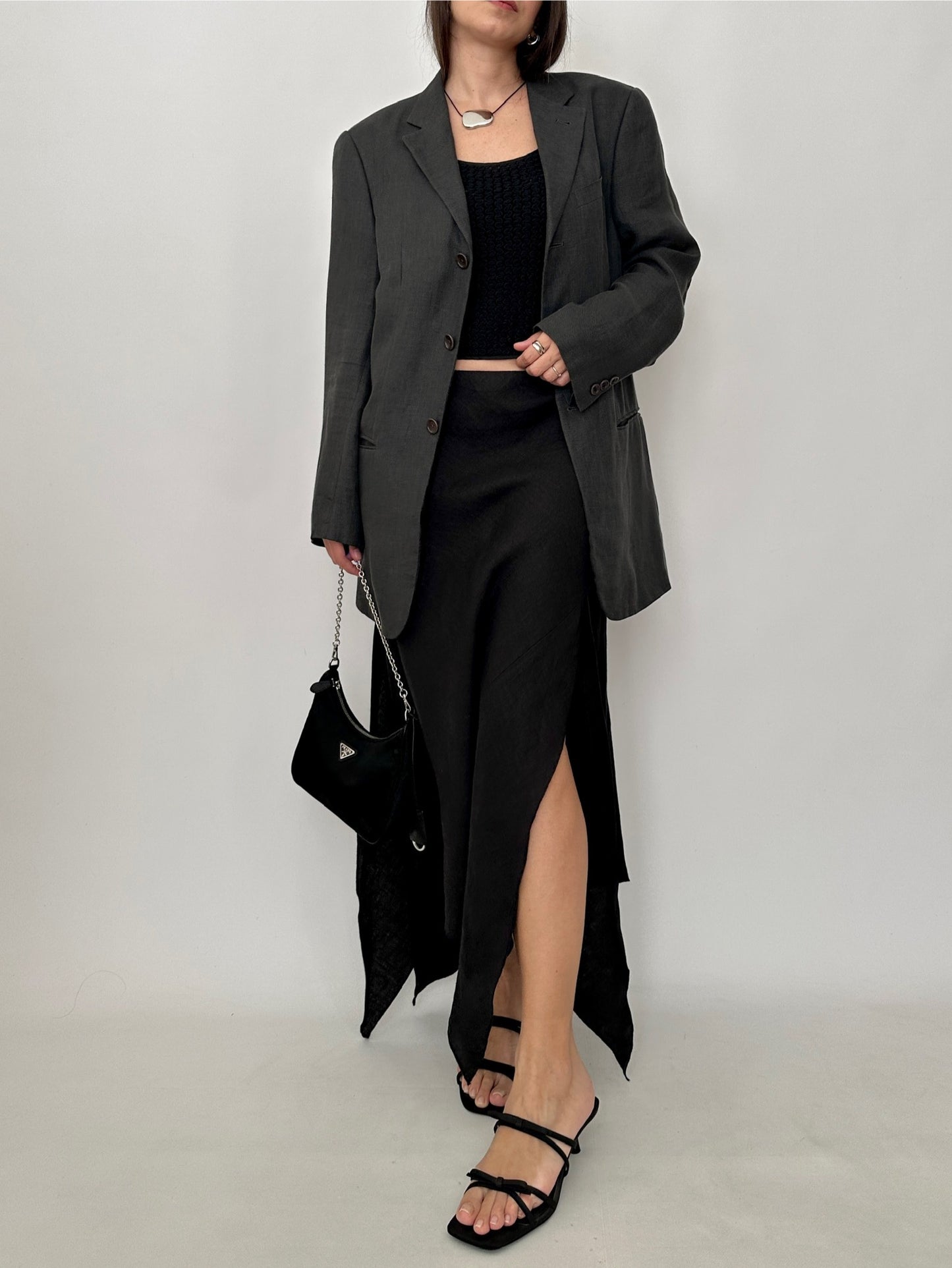 Asymmetric Linen Midi Skirt