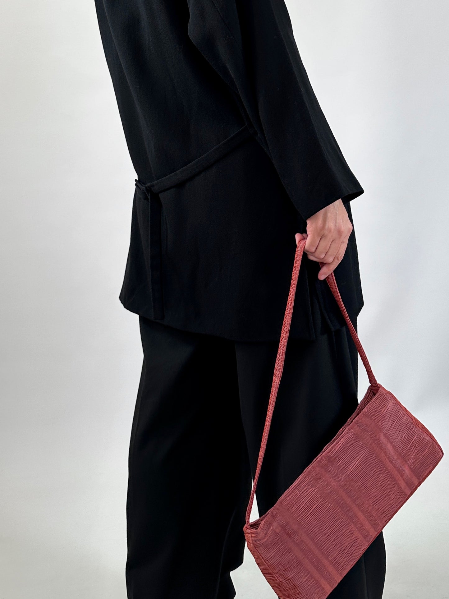 Faded Red Pleated Shoulder Bag