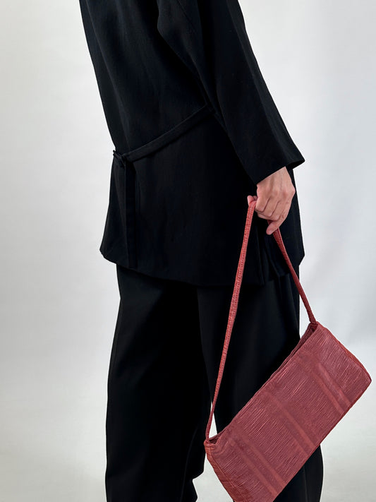 Faded Red Pleated Shoulder Bag