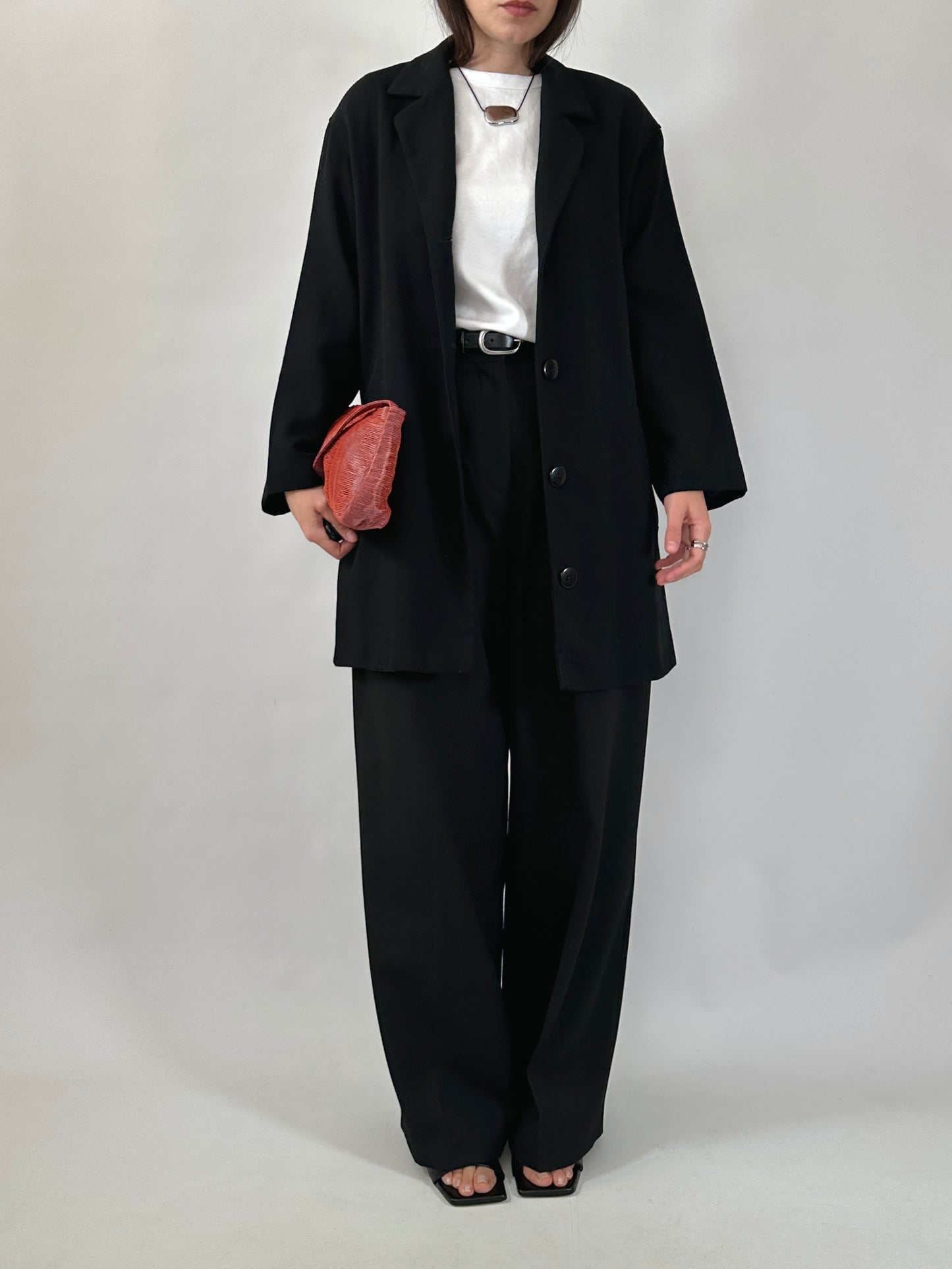 Vintage Relaxed Wool Blazer with Back Belt