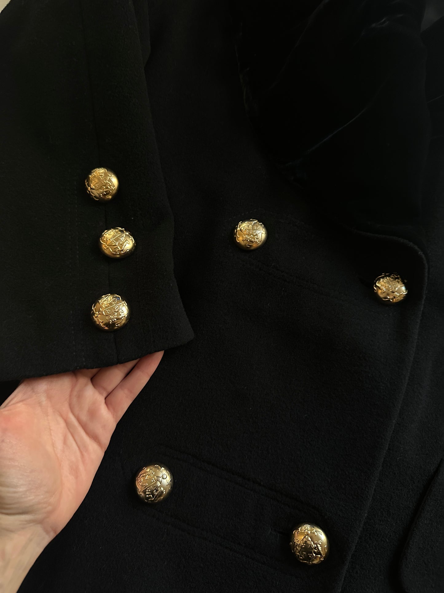 Vintage Wool Coat with Convertible Velvet Collar