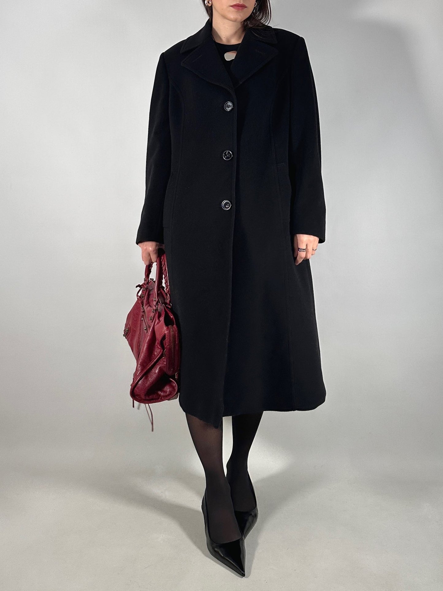 Vintage Classic Black Wool Coat