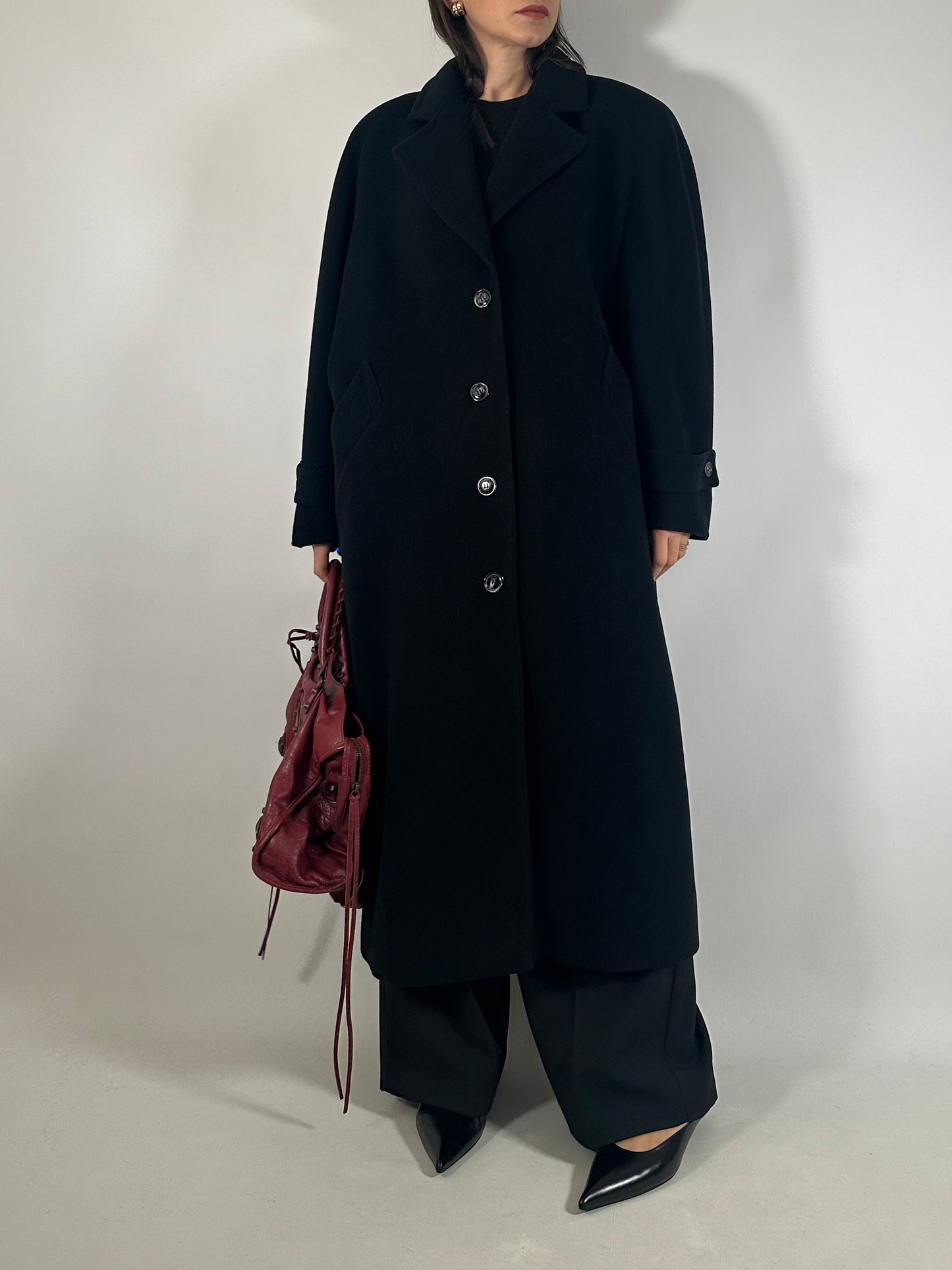 Vintage Black Wool Coat Carisma by Valentino