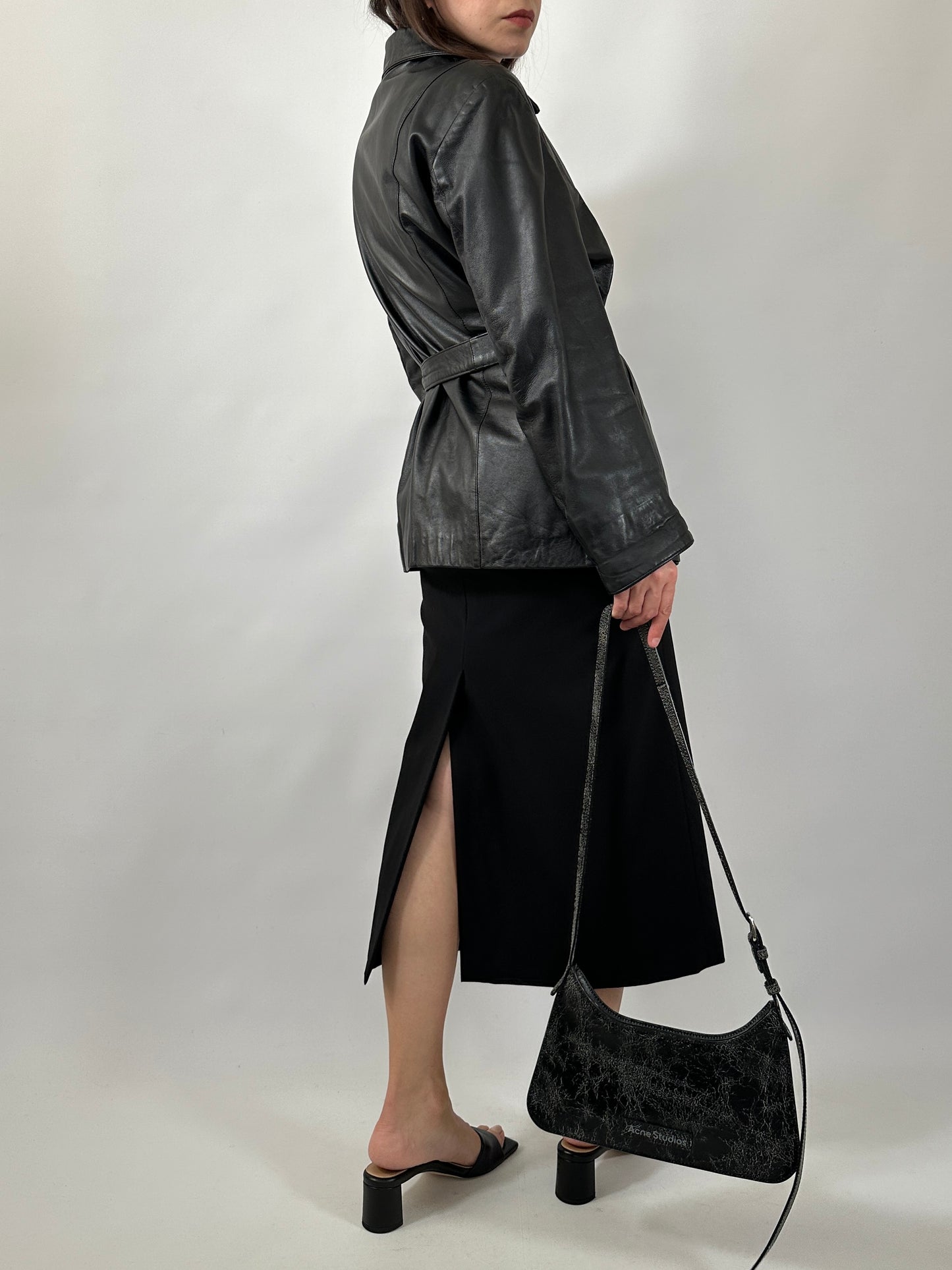 Soft Nappa Leather Belted Jacket