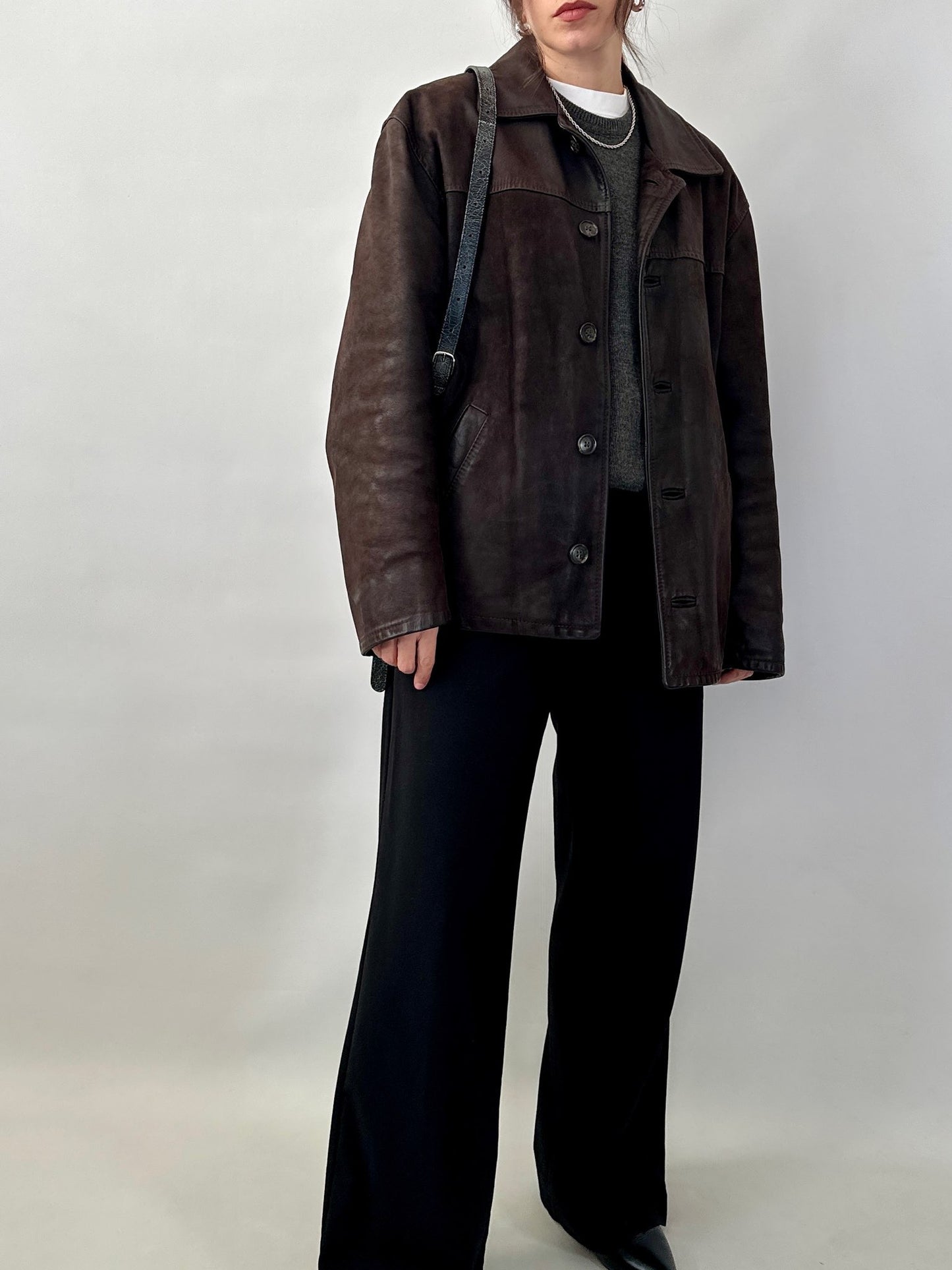 Nubuck leather car coat