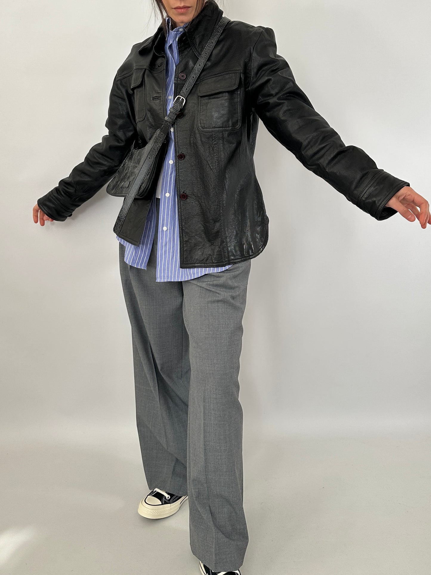 Black leather vintage overshirt