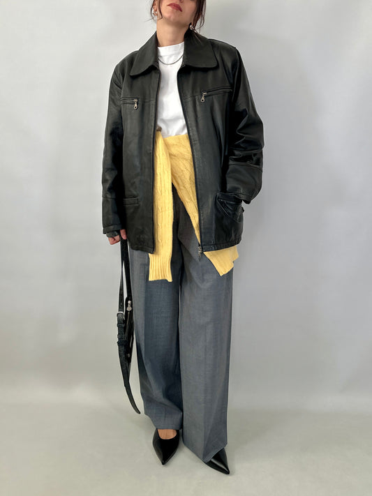 Soft leather zipped jacket