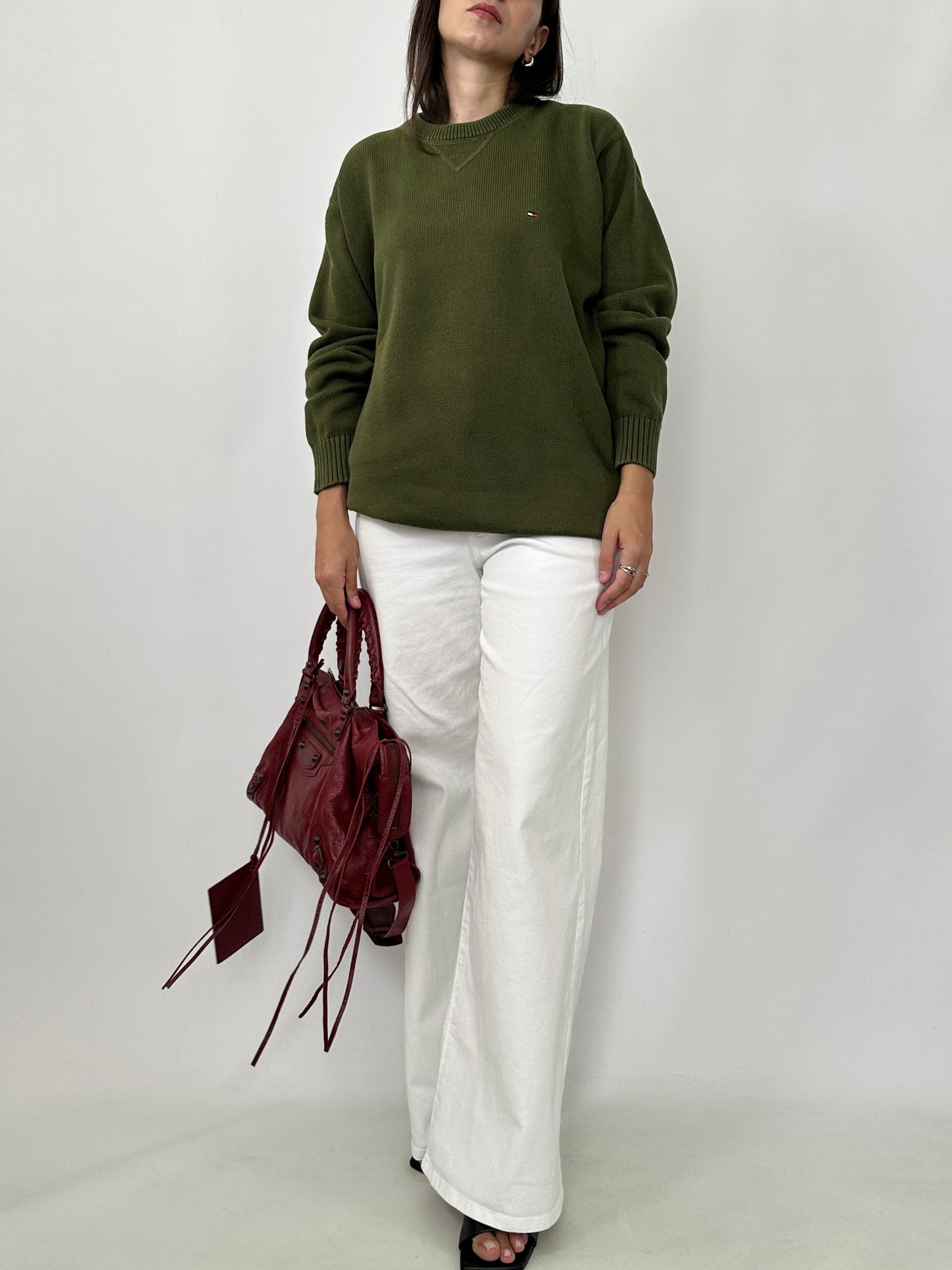 Tommy Hilfiger Olive Green 100% Cotton Sweater