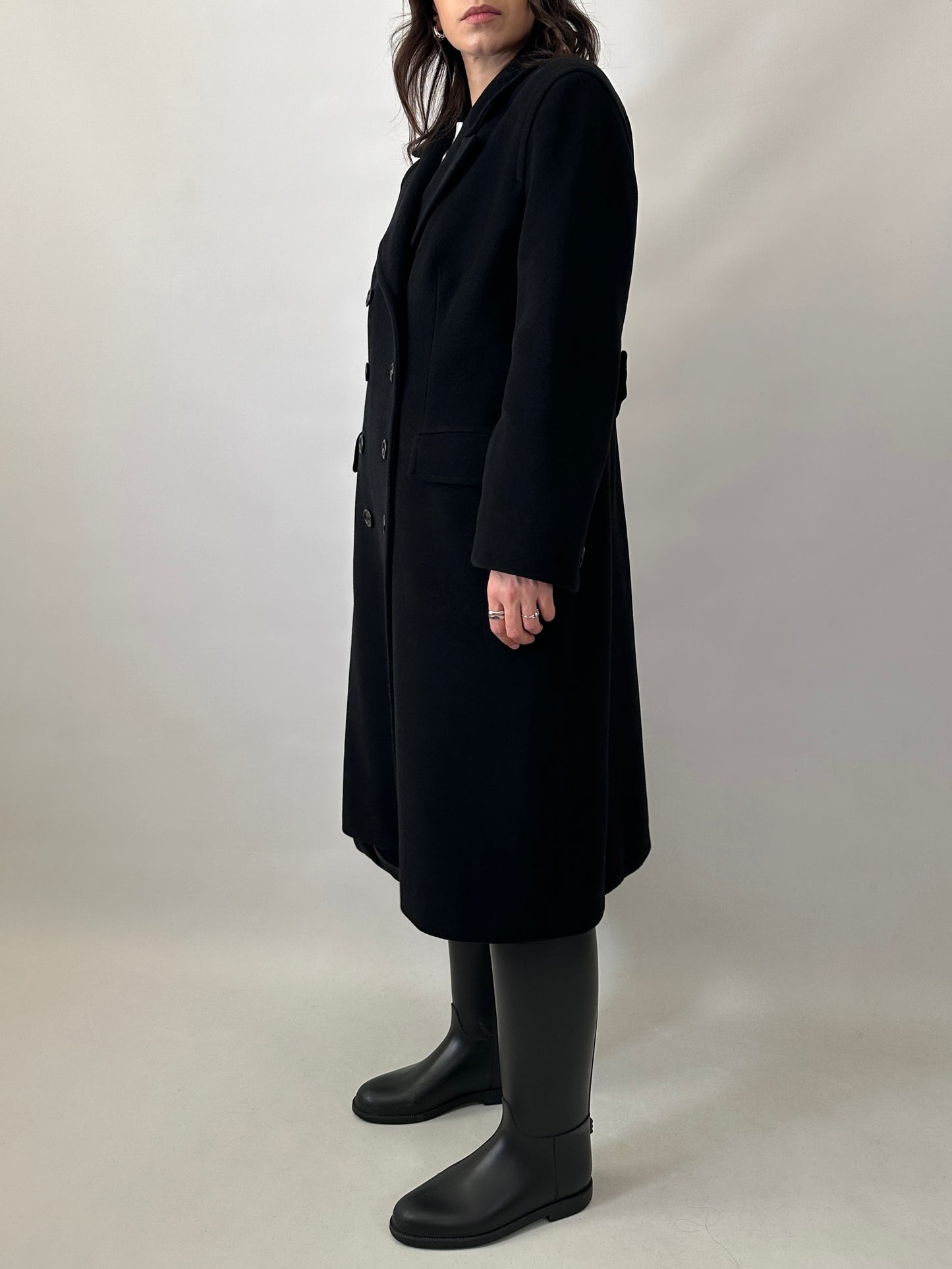 Vintage black pure wool tailored coat
