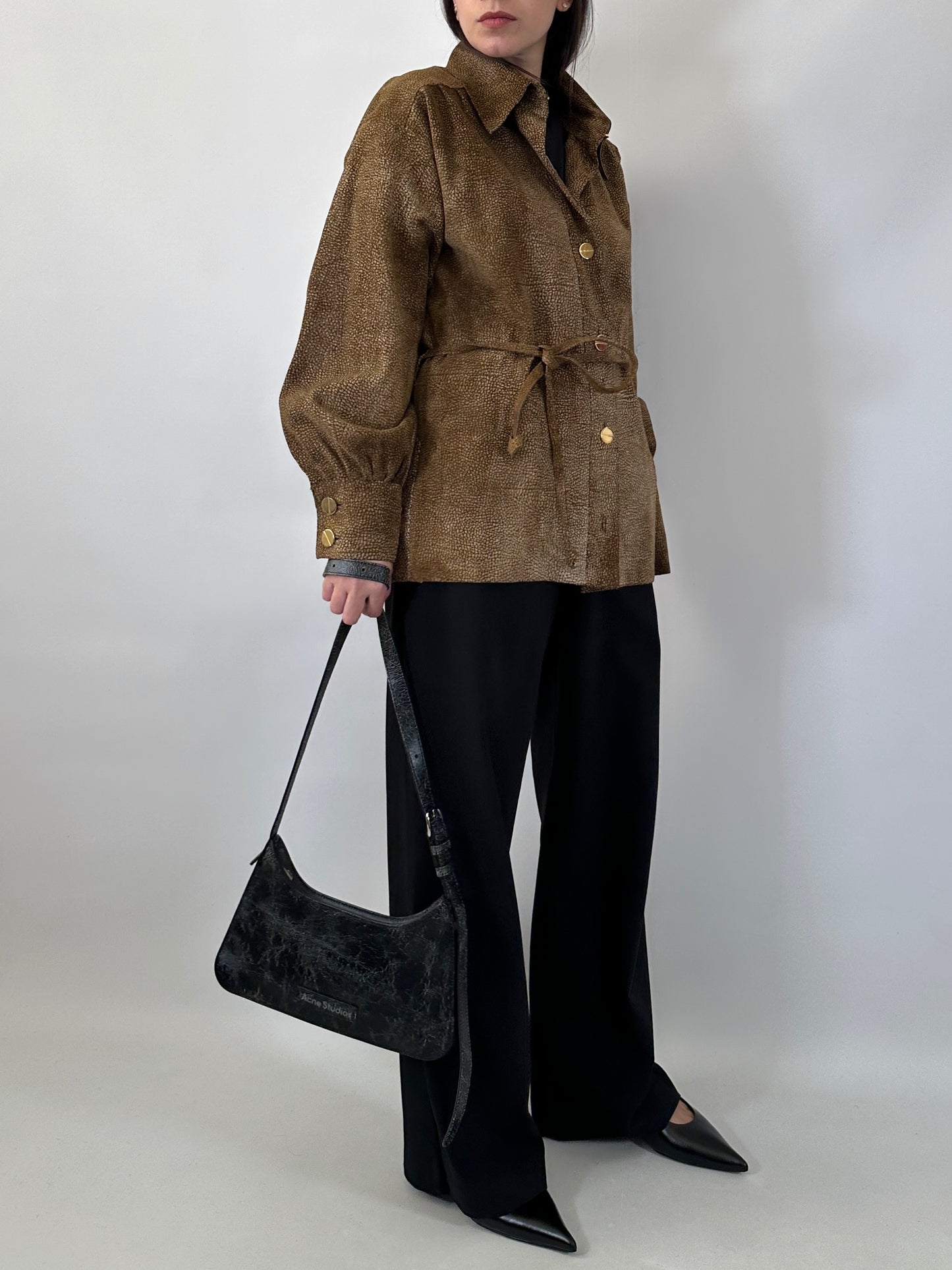 Shirt jacket in real suede