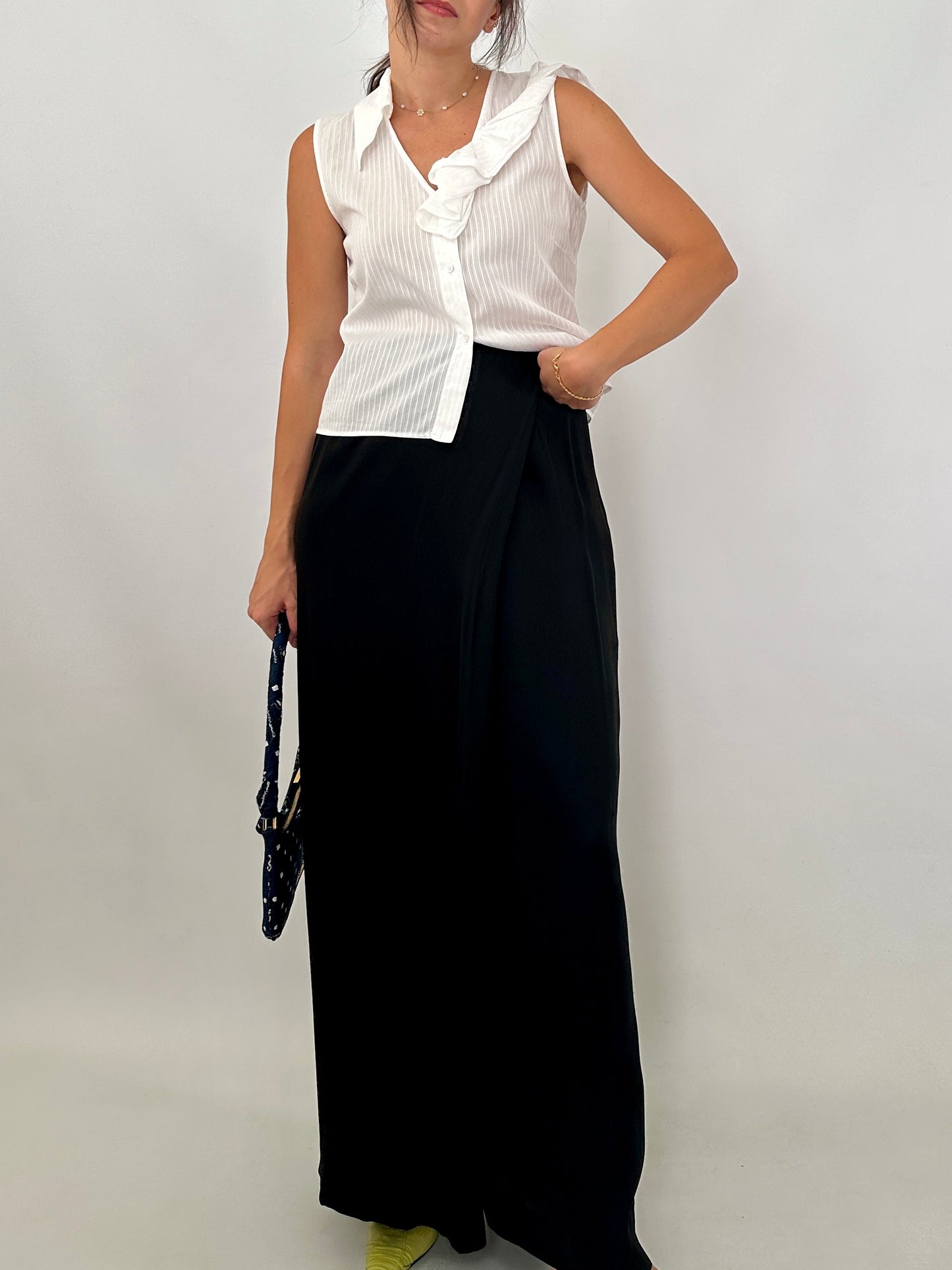 Ferré white blouse with asymmetric ruffle detail