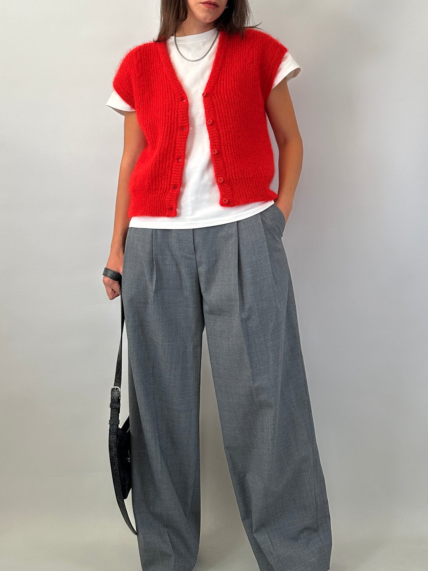 Button-front mohair sweater vest