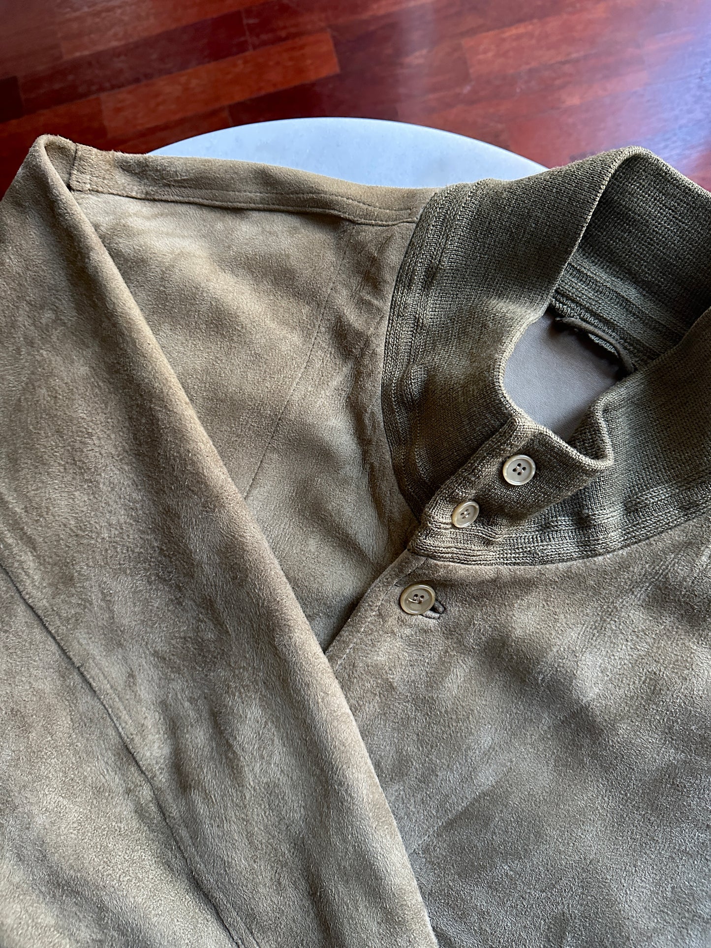 Real suede khaki bomber