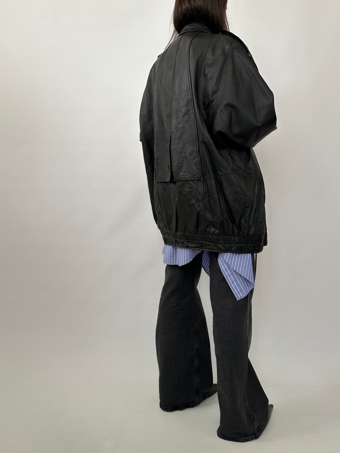Oversized Vintage Leather Power Jacket