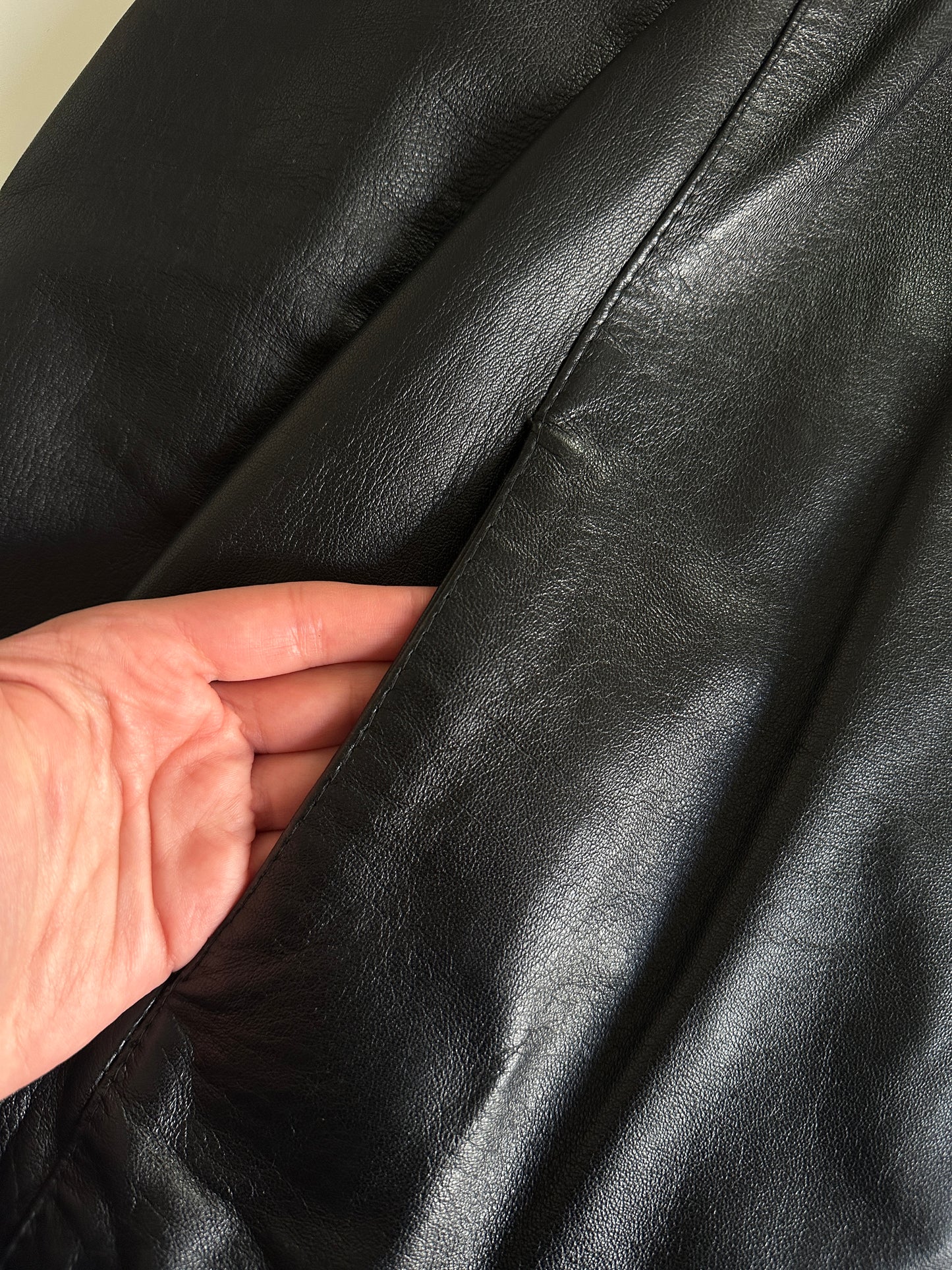 Minimal Black Leather Zip-Up Jacket
