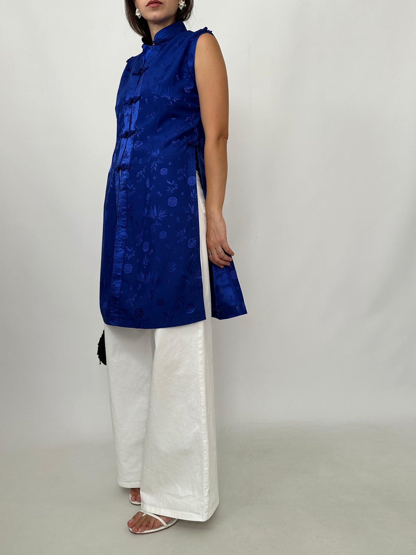 Blue Oriental Silk Top