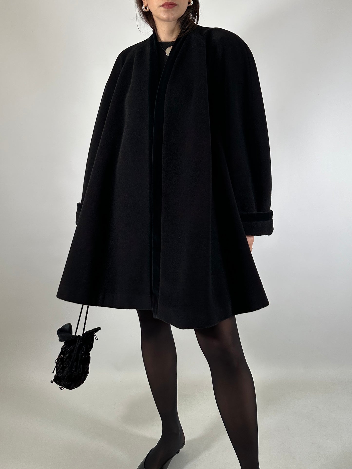 Vintage Ferré Wrap-Style Black Coat