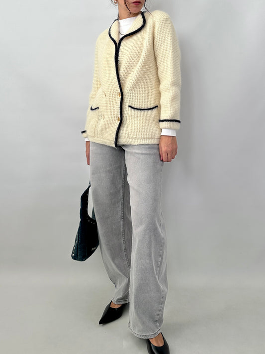 Double-breasted knitted jacket