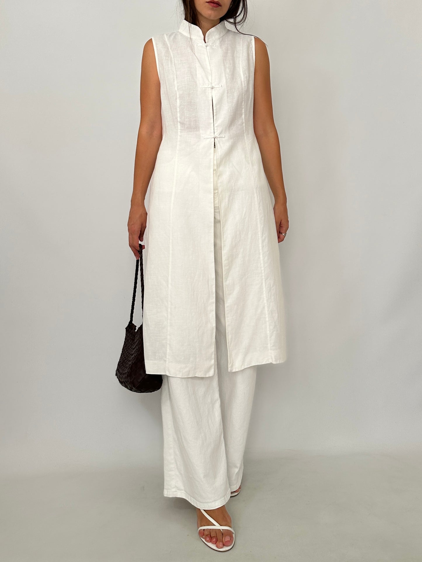 Linen Mandarin Long Vest