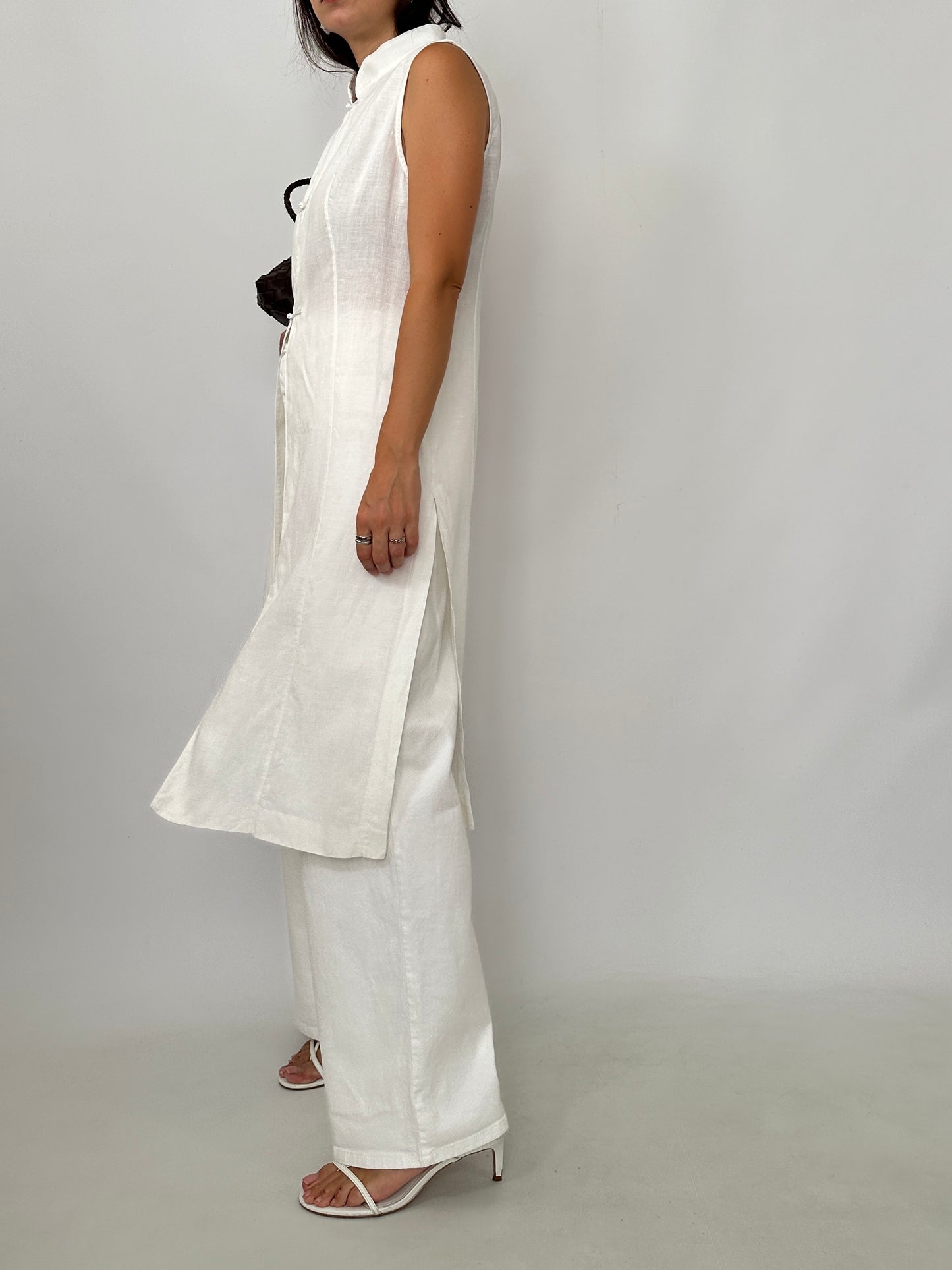 Linen Mandarin Long Vest
