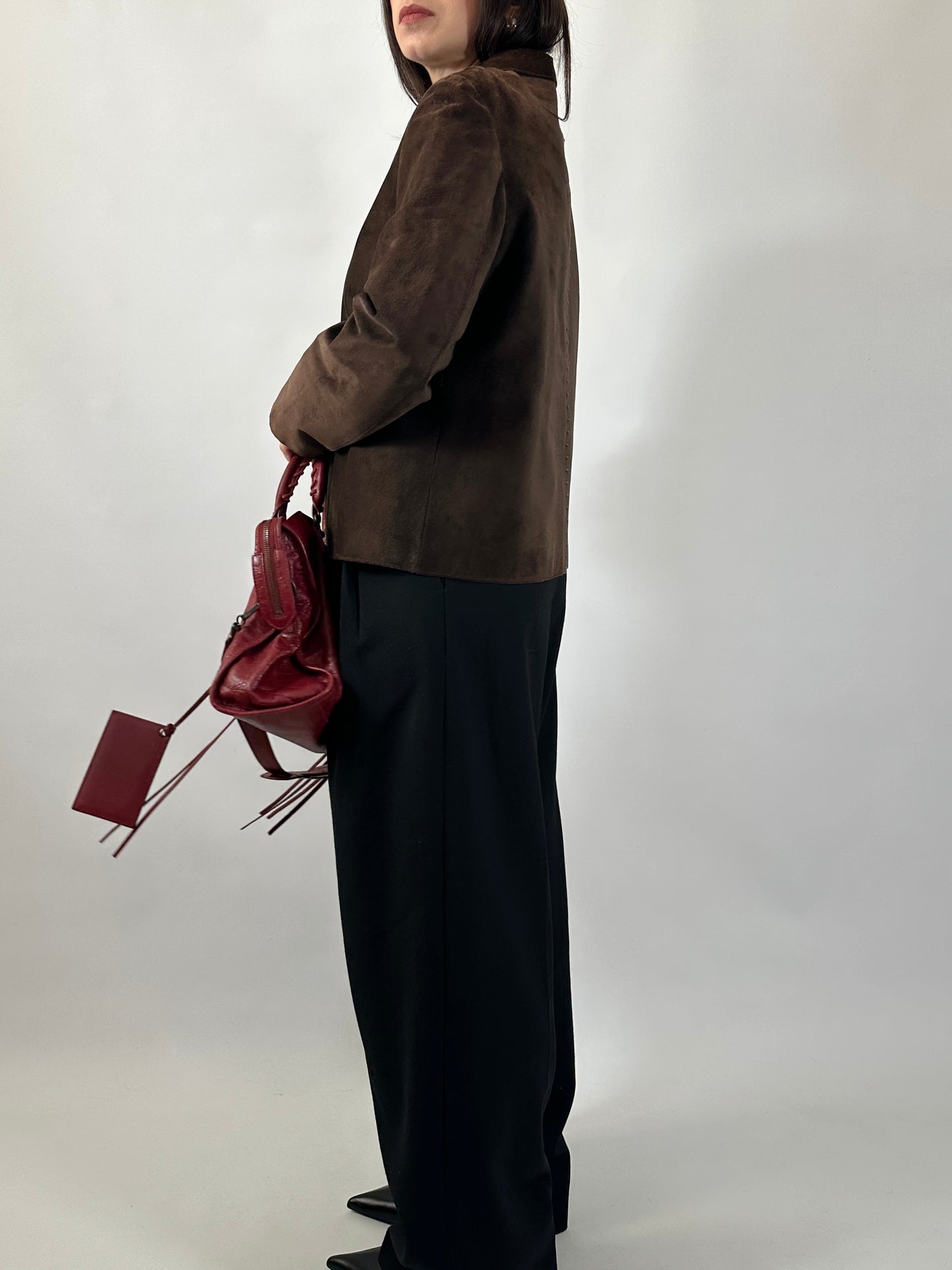 Brown Suede Boxy Fit Jacket