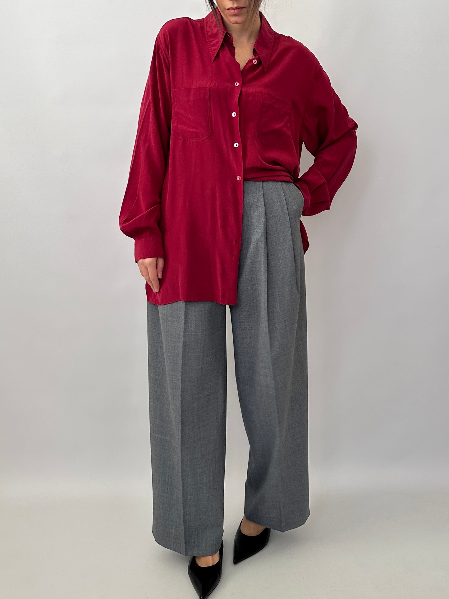 Pure silk cherry shirt
